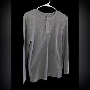 NWOT‎ Fruit of the Loom Gray Long Sleeve Henley Tee